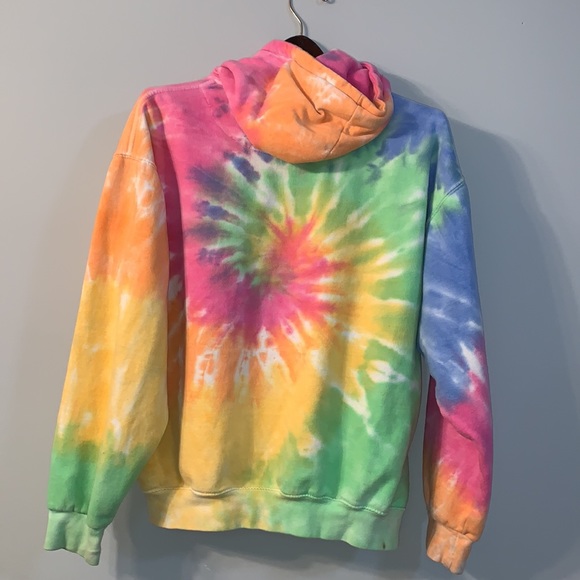 Colortone Rainbow Swirl Tie Dye Crew Pullover Hoodie Sweatshirt IGK M - Picture 6 of 7
